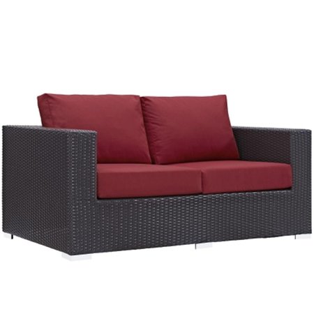 EAST END IMPORTS Convene Outdoor Patio Loveseat- Espresso Red EEI-1907-EXP-RED